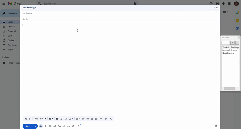 TextRecall - Quick click and paste text app